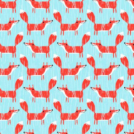 Fabric Editions Forest Buddies Turquoise Fox