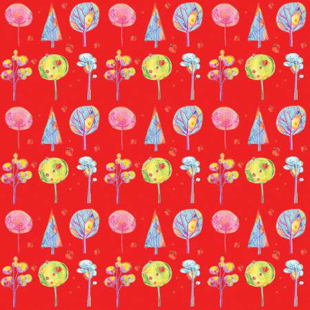 Fabric Editions Colour Me Fun Yellow Trees