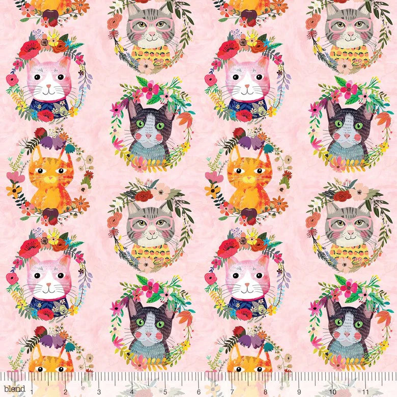 {New Arrival} Freespirit Mia Charro Floral Pets Kitty Wreaths Pink