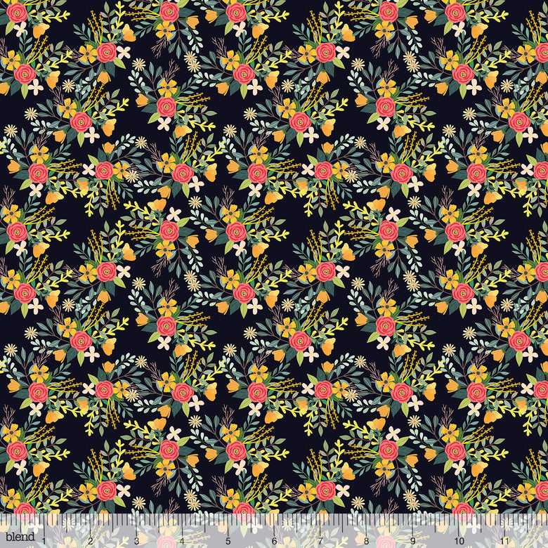 Blend Fabrics Mia Charro Birdie Collection Amore Charcoal