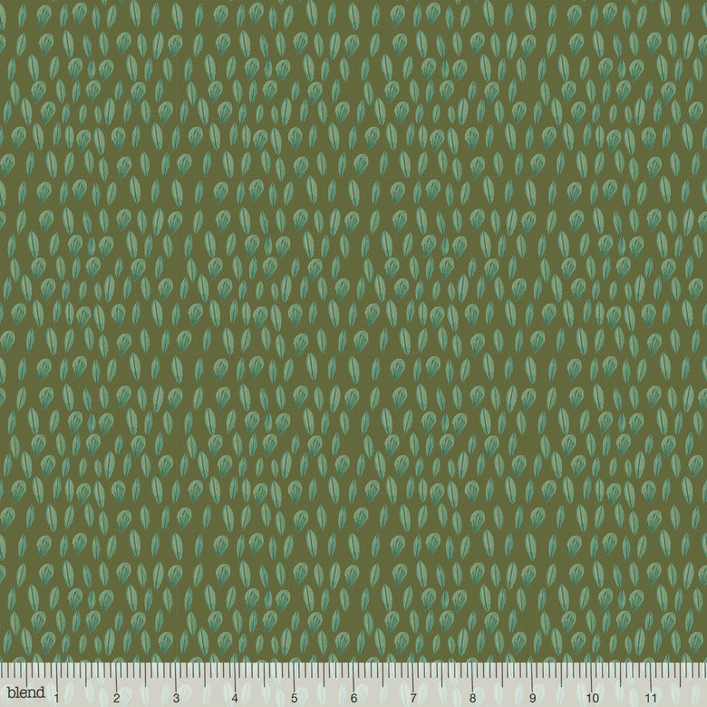 Blend Fabrics Mia Charro Forest Friends Sweet Leaves Olive