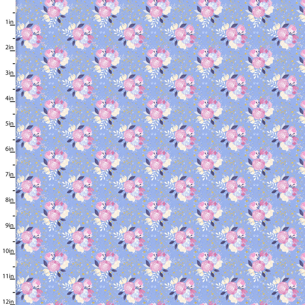 3 Wishes Unicorn Utopia Blue Floral Glitter