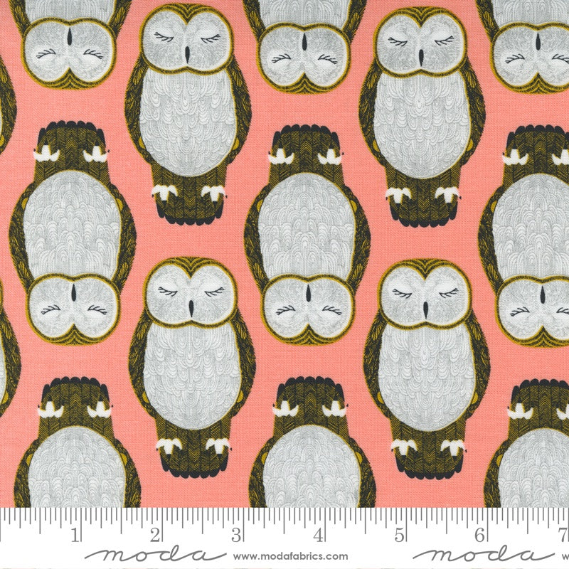 Moda Gingiber Nocturnal Sleeping Owls Primrose