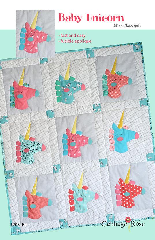 Cabbage Rose Baby Unicorn Quilt Pattern