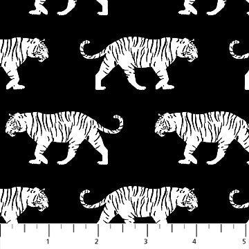 Northcott Tiger Tales Tigers Black & White