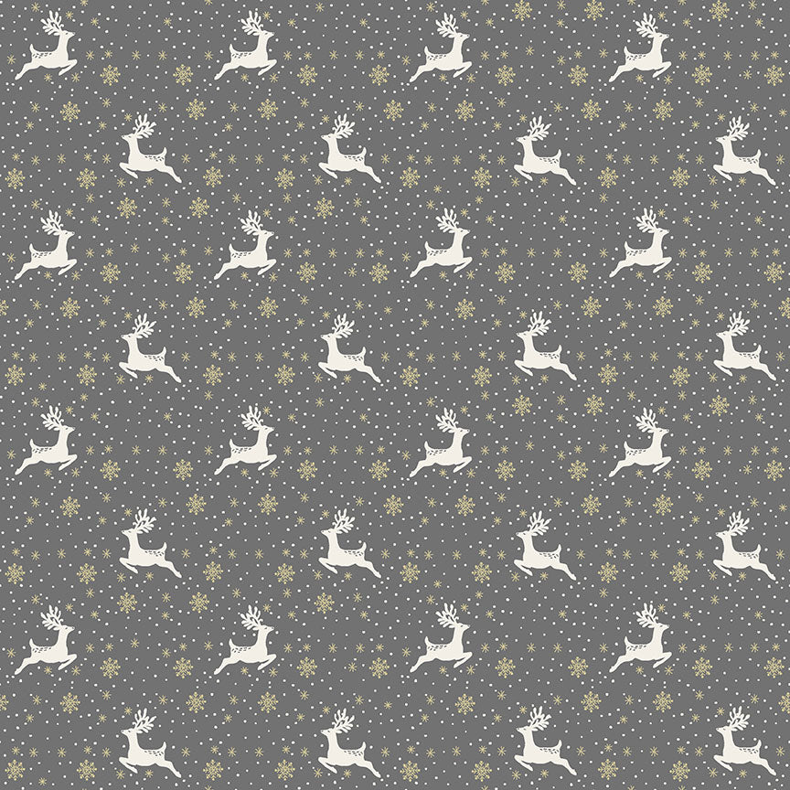 Makower Scandi 2021 Reindeer Grey Metallic