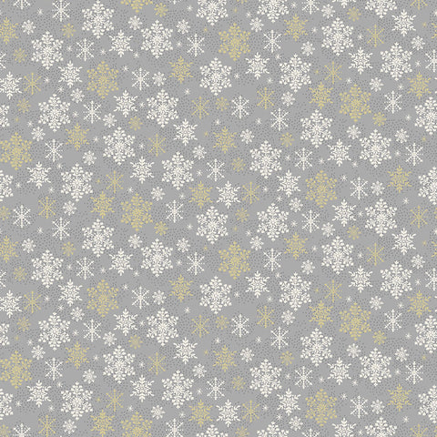 Makower Scandi 2021 Snowflakes Grey Metallic