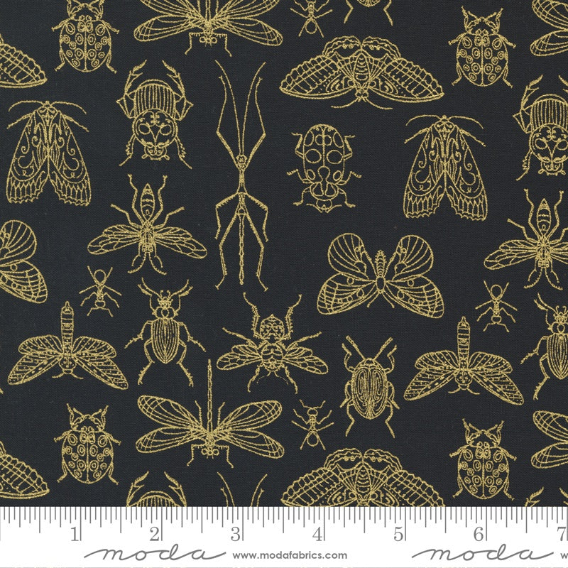 Moda Gingiber Meadowmere Midnight Insects Night Metallic