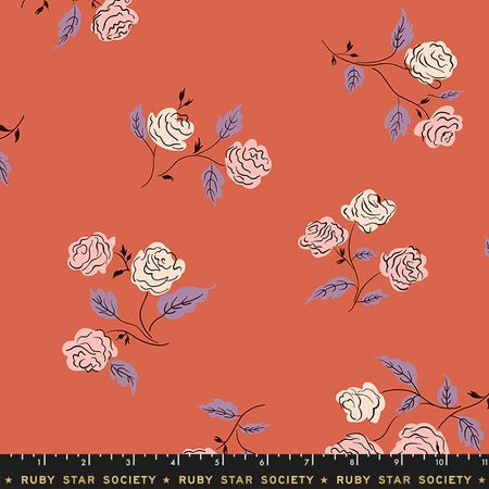 Moda Ruby Star Society Rayon Steno Roses Coral