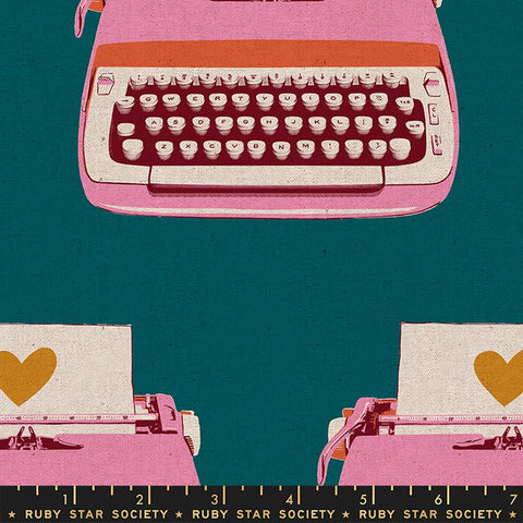 {New Arrival} Moda Ruby Star Society Darlings 2 CANVAS Typewriters Teal