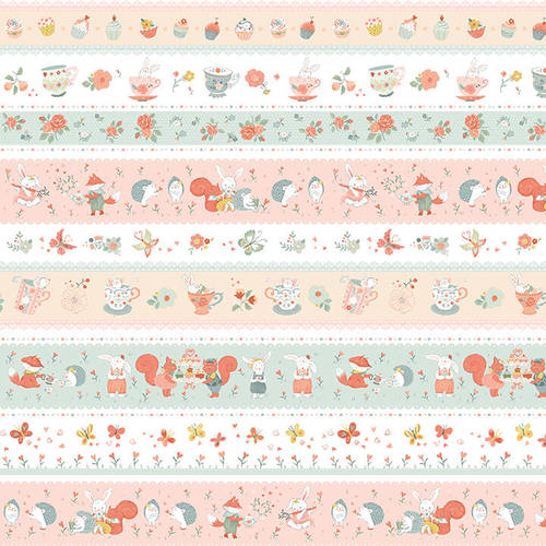 Studio E Designs Woodland Tea Time Stripe Aqua/Pink