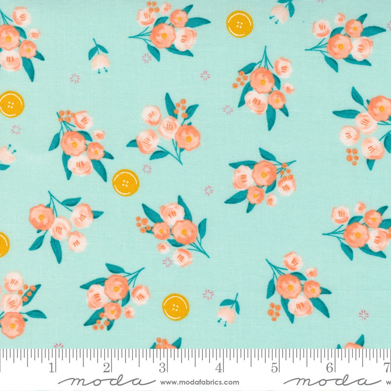 Moda Sew Wonderful Ditsy Floral Bouquet Soft Aqua