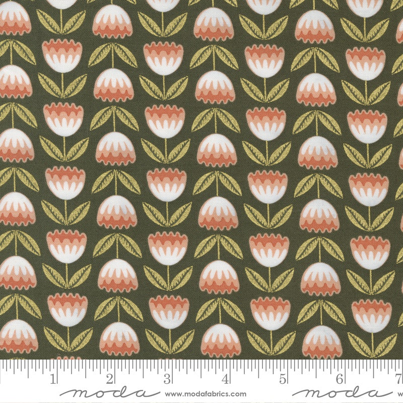 Moda Gingiber Meadowmere Blossoms Forest Metallic