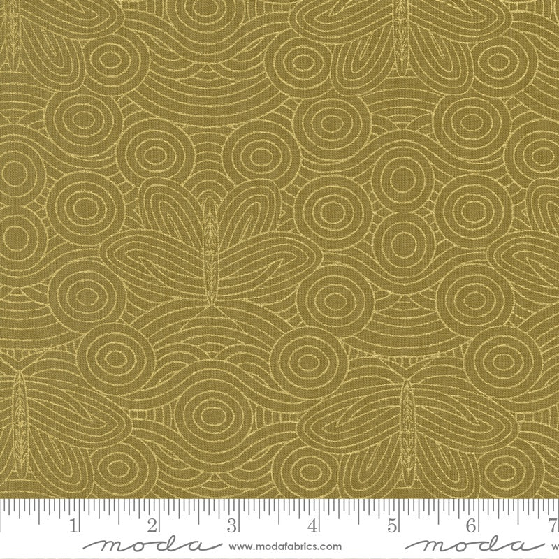 Moda Gingiber Meadowmere Butterfly In the Sky Ochre Metallic