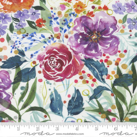 Moda Create Joy Project Chickadee Floral Rose Garden Cloud