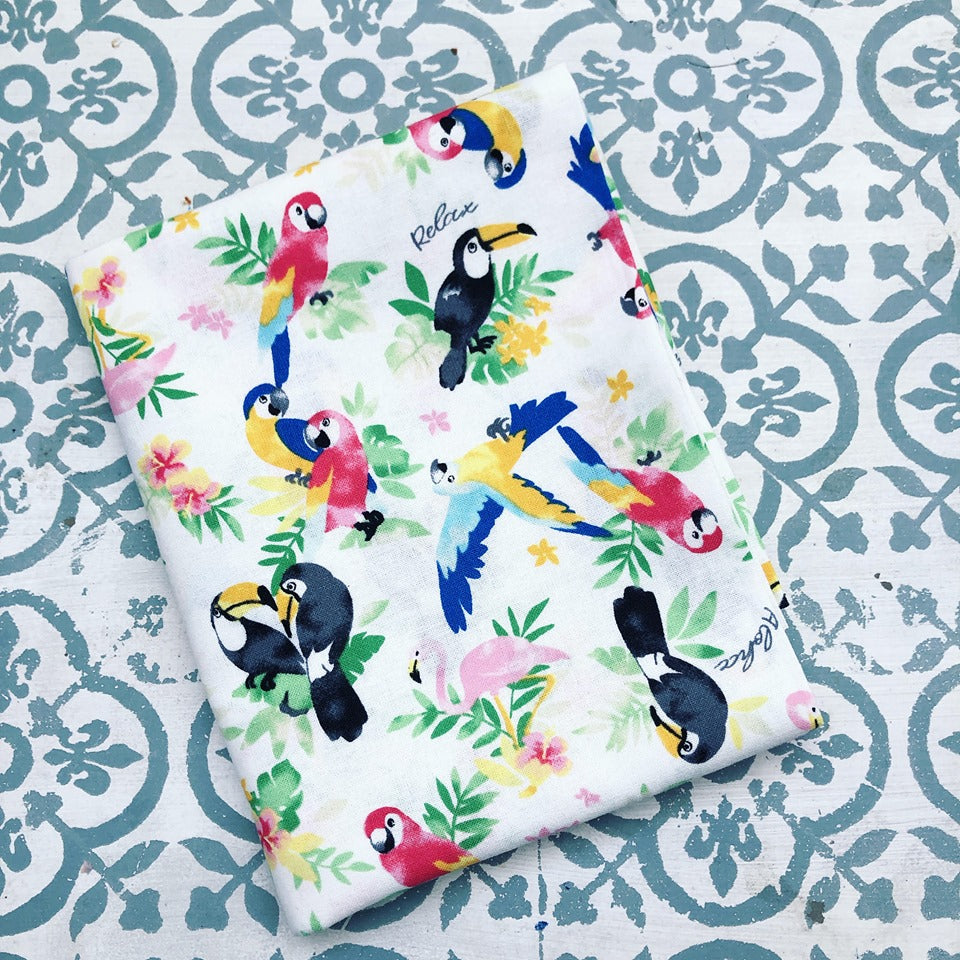 Japanese Prints Tropical Birds White