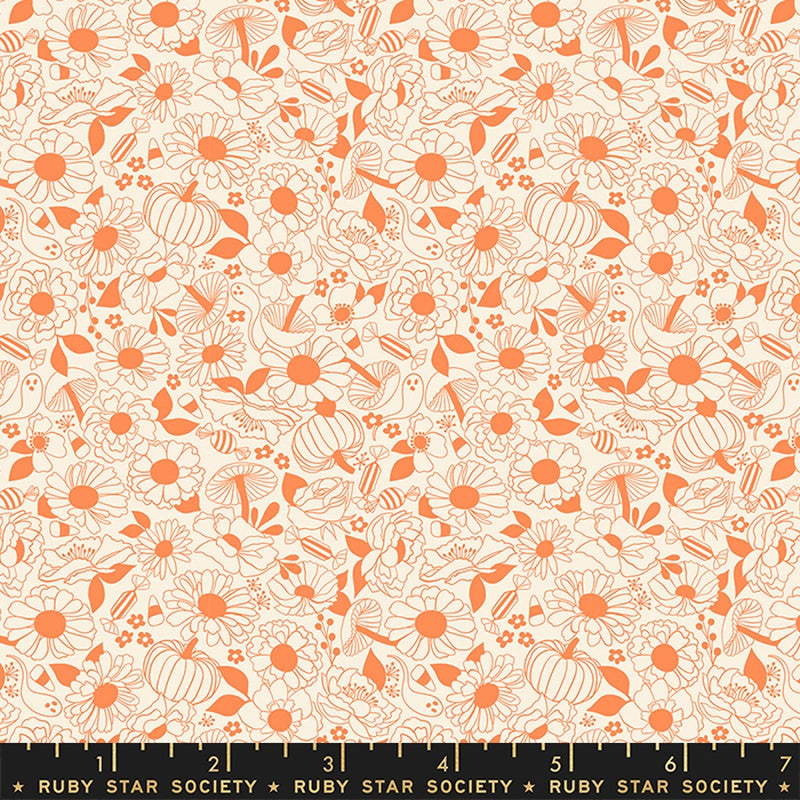 {New Arrival} Moda Ruby Star Society Tiny Frights Floral Pumpkin Orange