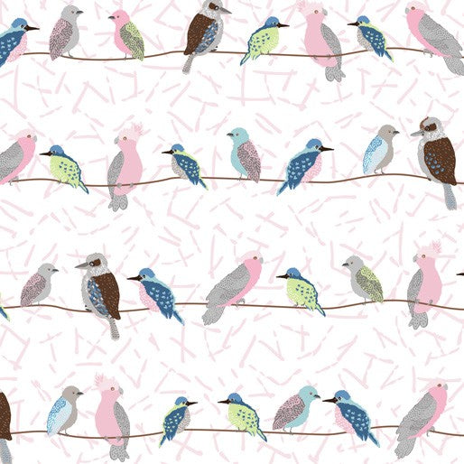 Annette Winter Aussie Feathered Friends Aussie Birds on Wire Pink