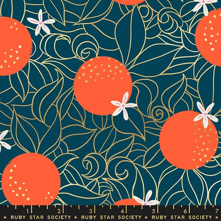 Moda Ruby Star Society Florida Orange Blossoms Peacock Metallic