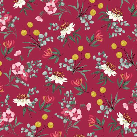 P & B Textiles Aussie Friends Red Flower