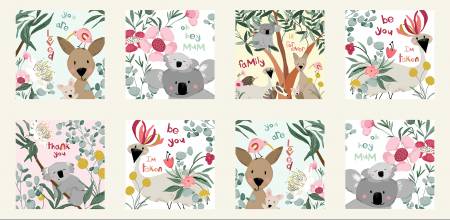 P & B Textiles Aussie Friends Multi Aussie Friends Panel