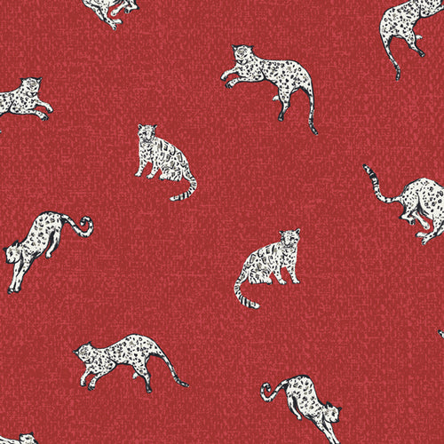 Art Gallery Fabrics Boscage Wandering Leopards Ruby