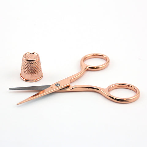 Triumph Rose Gold Embroidery Scissors + Thimble Set
