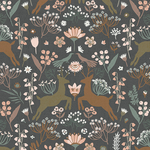 {New Arrival} Art Gallery Fabrics Botanist Woodlandia Charcoal