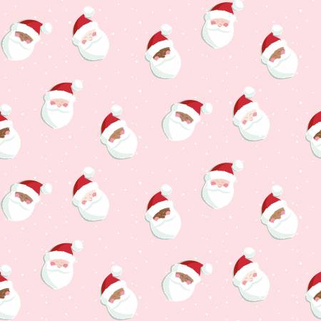 Riley Blake Holly Holiday Santas Petal Pink