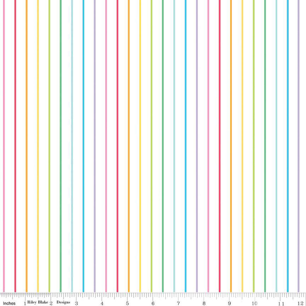 Riley Blake Sunshine Blvd Stripes White