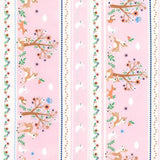 Timeless Treasures Mint Storybook Forest Pink Forest Border Stripe