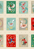 {New Arrival} Lewis & Irene 12 Days Of Christmas Squares on Ivory Gold Metallic 60cm Increments