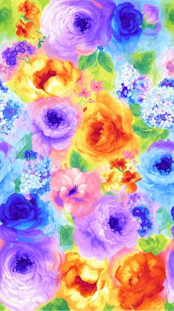 Timeless Treasures Chong-a Hwang Rainbow Blossom Panel