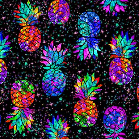 {New Arrival} Timeless Treasures Midnight Tropical Black Pineapples
