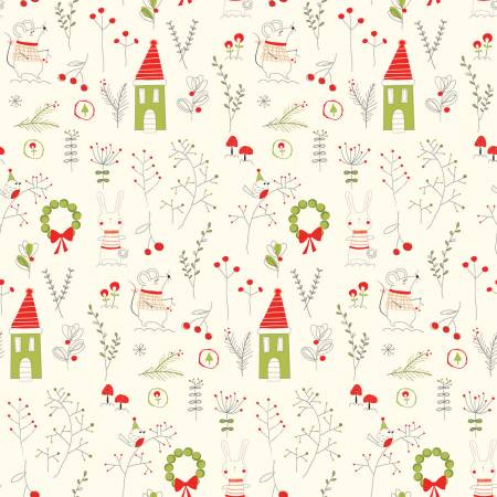 {New Arrival} Riley Blake Sandy Gervais Merry Little Christmas Main Cream