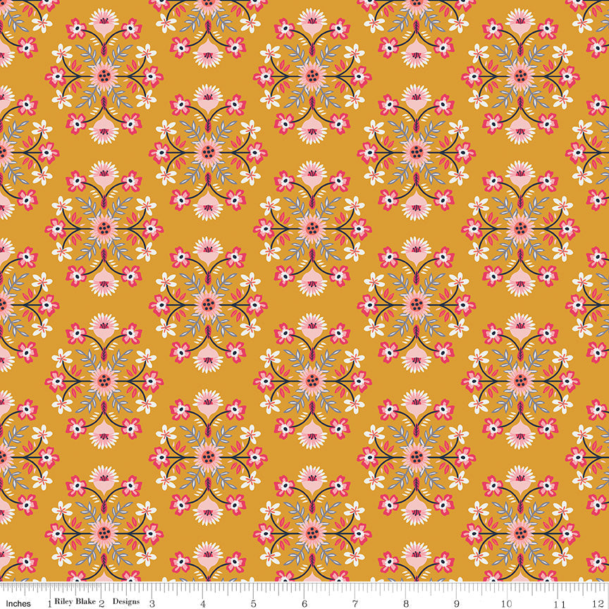 {New Arrival} Riley Blake Designs Golden Aster Motif Mustard