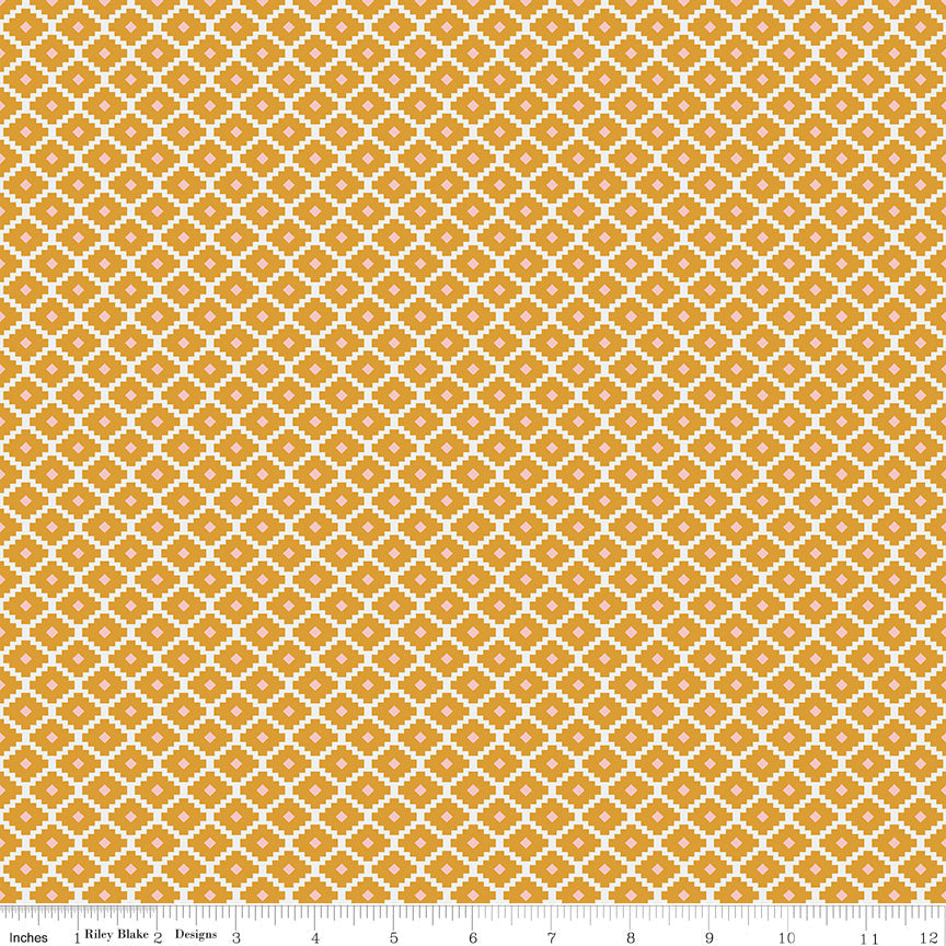 {New Arrival} Riley Blake Designs Golden Aster Geometric Mustard