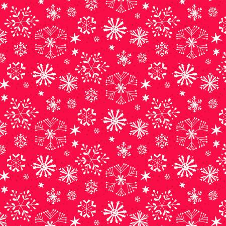 P & B Textiles Christmas Miniatures Red Christmas Snowflakes