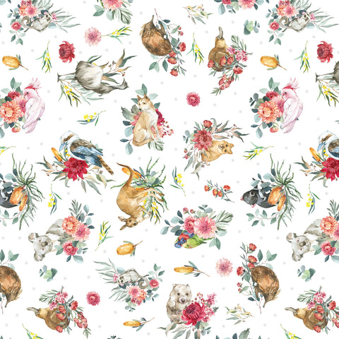Devonstone Bush Celebration Christmas Floral Animals White