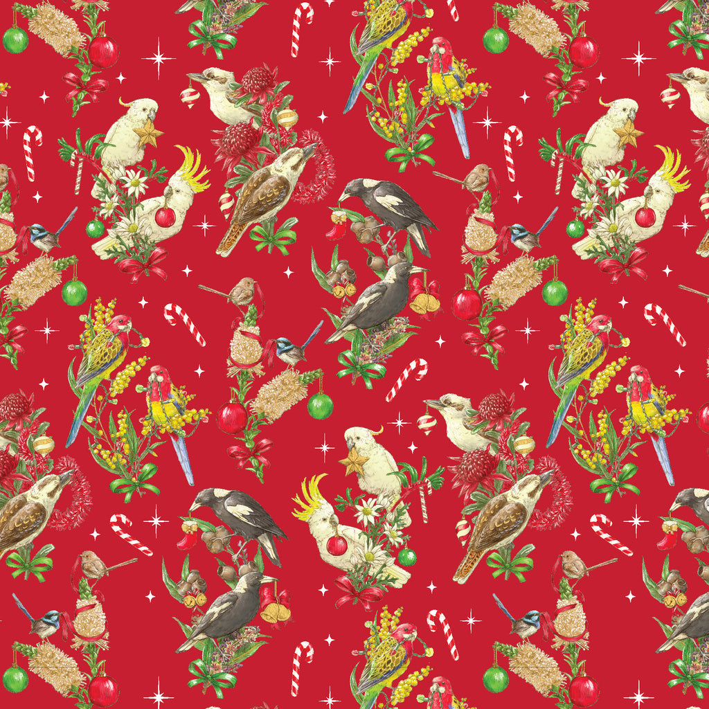Devonstone Bush Birds Christmas Red