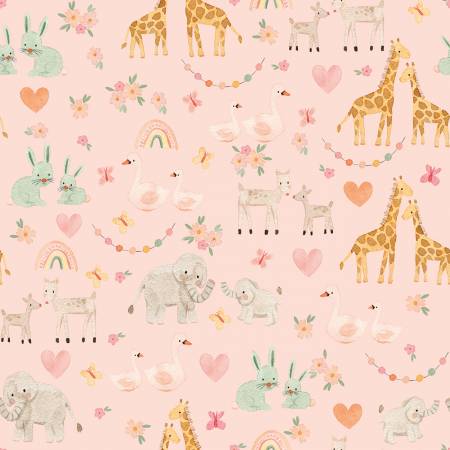 {New Arrival} Riley Blake Designs FLANNEL Baby Girl Animals Pink