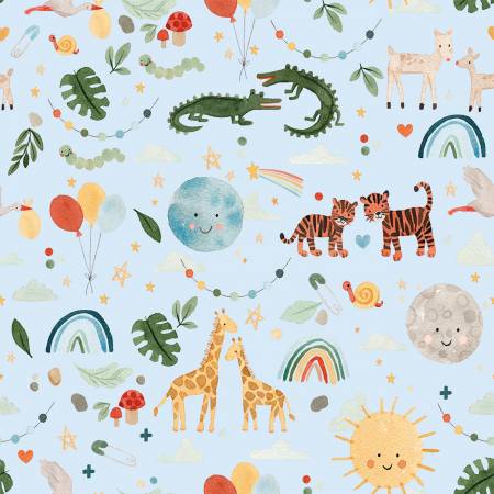 {New Arrival} Riley Blake Designs FLANNEL Baby Boy Animals Blue