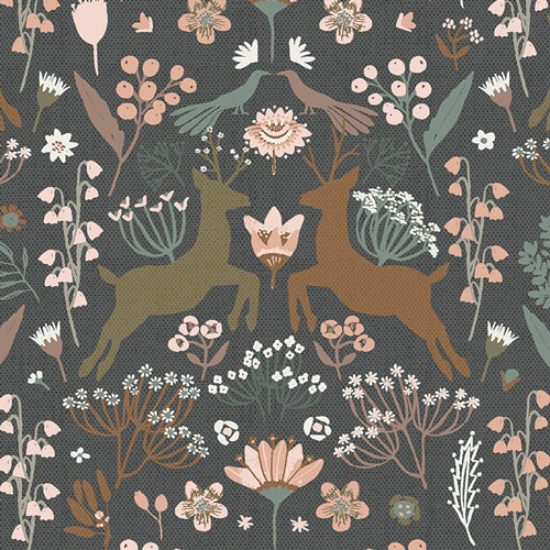 {New Arrival} Art Gallery Fabrics Botanist FLANNEL Woodlandia Charcoal