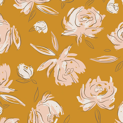 {New Arrival} Art Gallery All Is Well FLANNEL Bed of Roses Amber