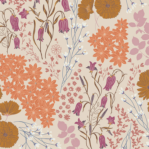 {New Arrival} Art Gallery Fabrics Dusk Fusion FLANNEL Bluebells and Buttercups Dusk