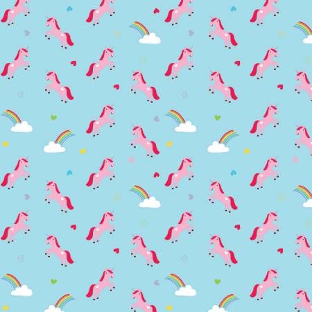 {New Arrival} Riley Blake Designs Designer FLANNEL Once Upon A Time Unicorns Blue