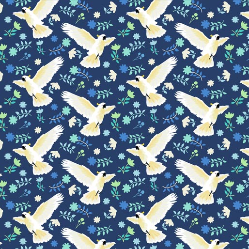 Amanda Joy Designs Australian Soaring Cockatoo Flying Navy