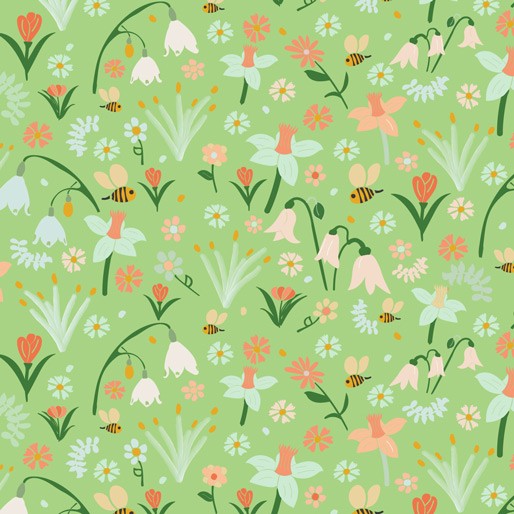 Amanda Joy Designs Koala Garden Bee Floral Garden Green