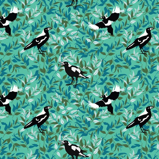 Amanda Joy Designs Kookaburra Calling Magpie Magic Green