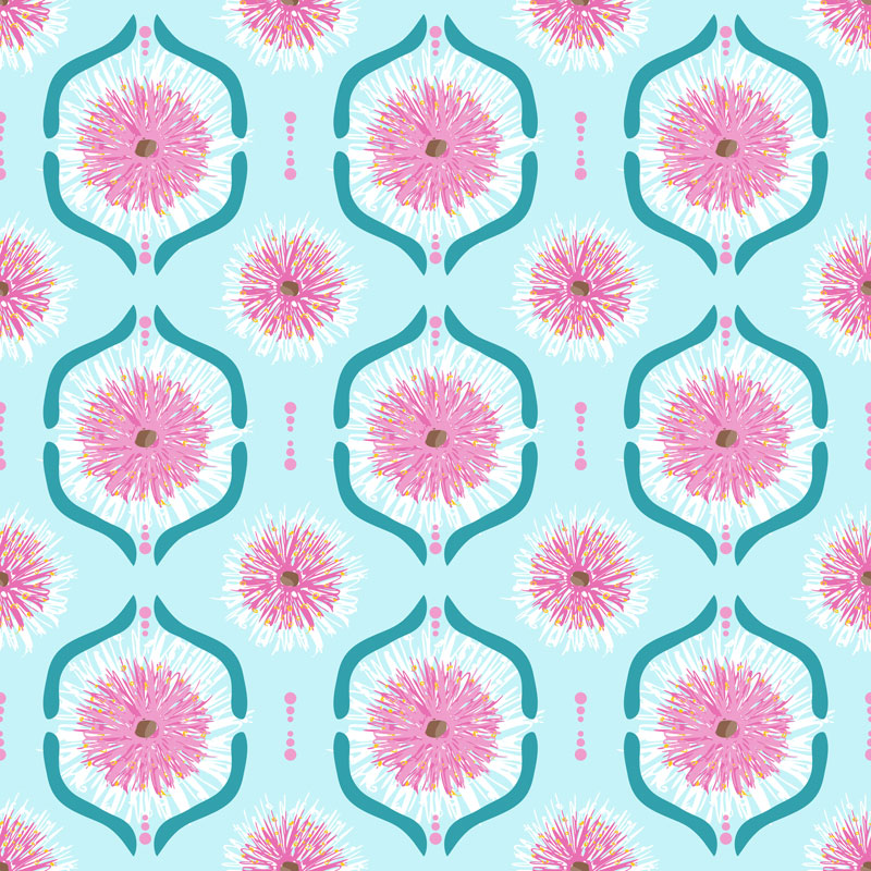 Annette Winter Sweet Botanicals Gumnut Flowers Tile Light Blue